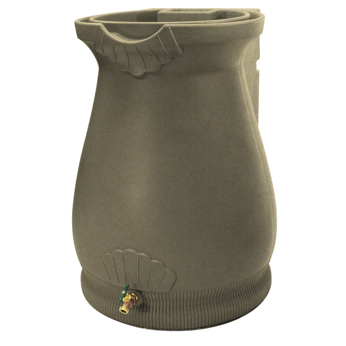 Good Ideas Rain Wizard Self-Draining Resin Urn, 65 Gallon Rain Barrel, Sandstone