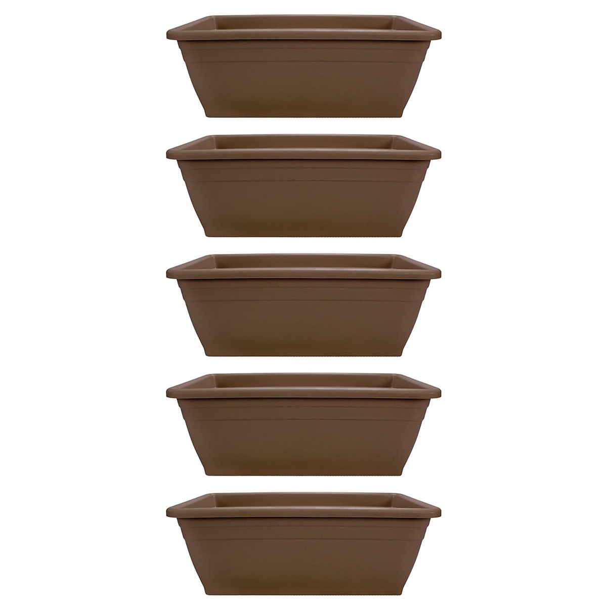 HC Companies 12-Inch Outdoor Plastic Deck Flower Planter Box, Chocolate (5 Pack)