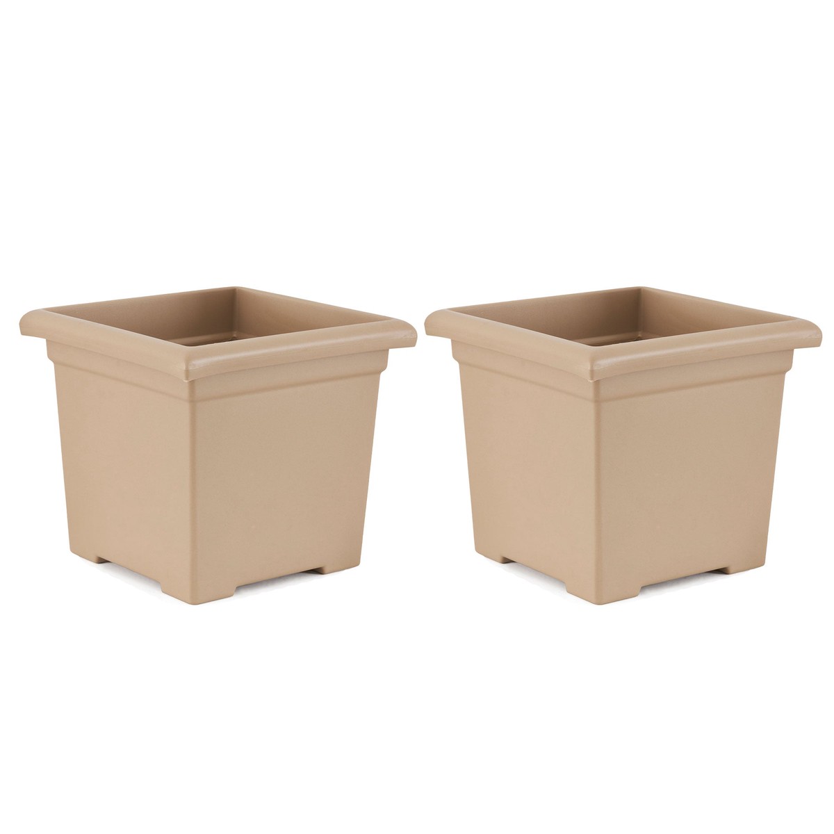 HC Companies 13.25"Dx15.5"W Outdoor Square Accent Planter, Sandstone Tan (2 Pk)