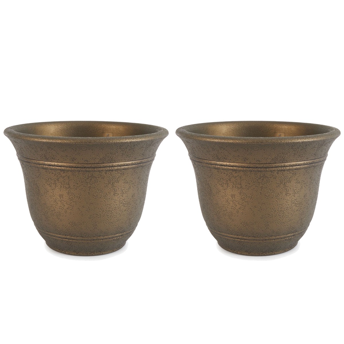 HC Companies Sierra 10 Inch Round Garden Planter Pot, Celtic Bronze (2 Pack)