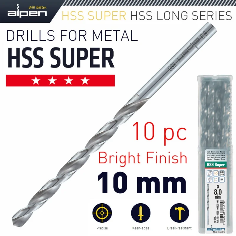 HSS DRILL BIT LONG 10 X 184MM BULK