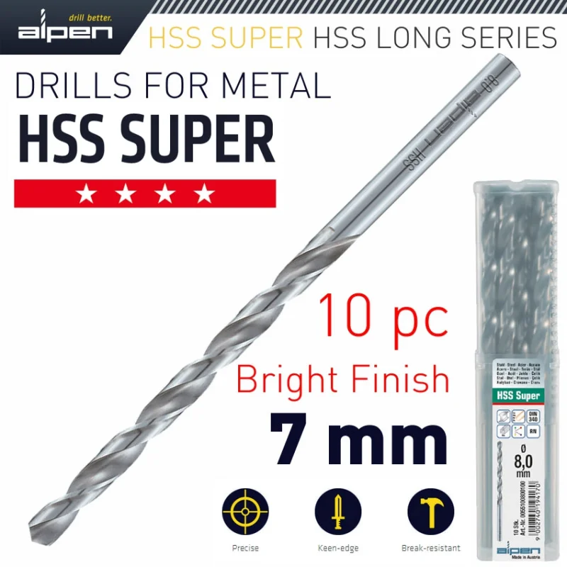 HSS DRILL BIT LONG 7 X 156MM BULK