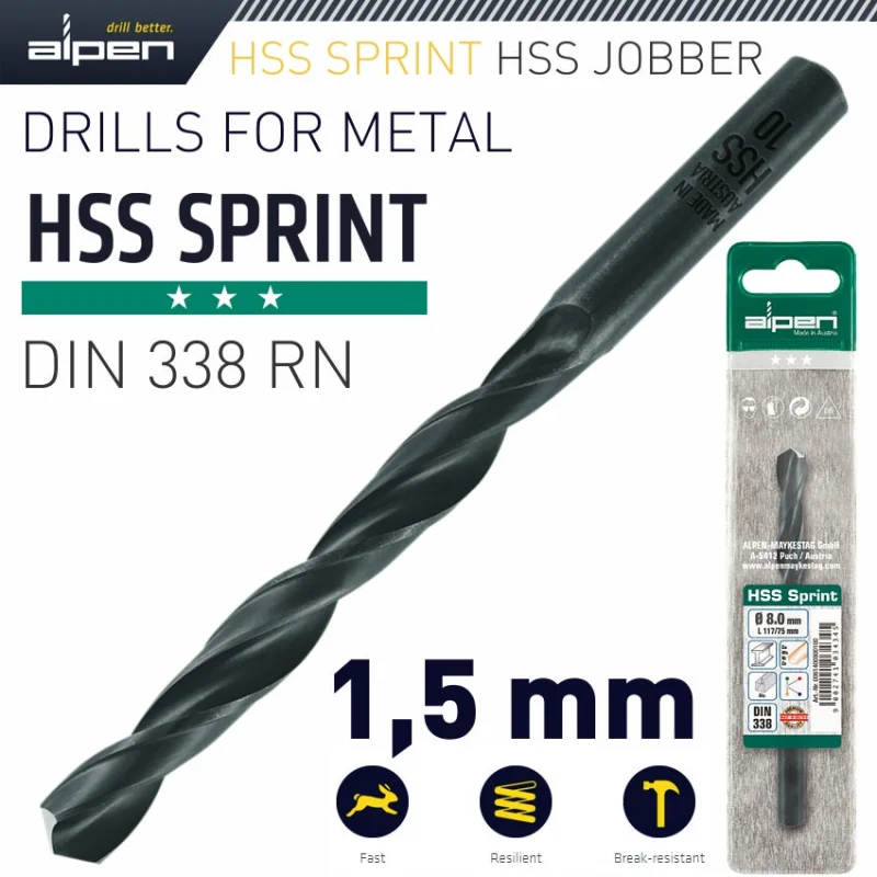 HSS SPRINT MASTER DRILL BIT 1.5MM 1/PACK (615015)