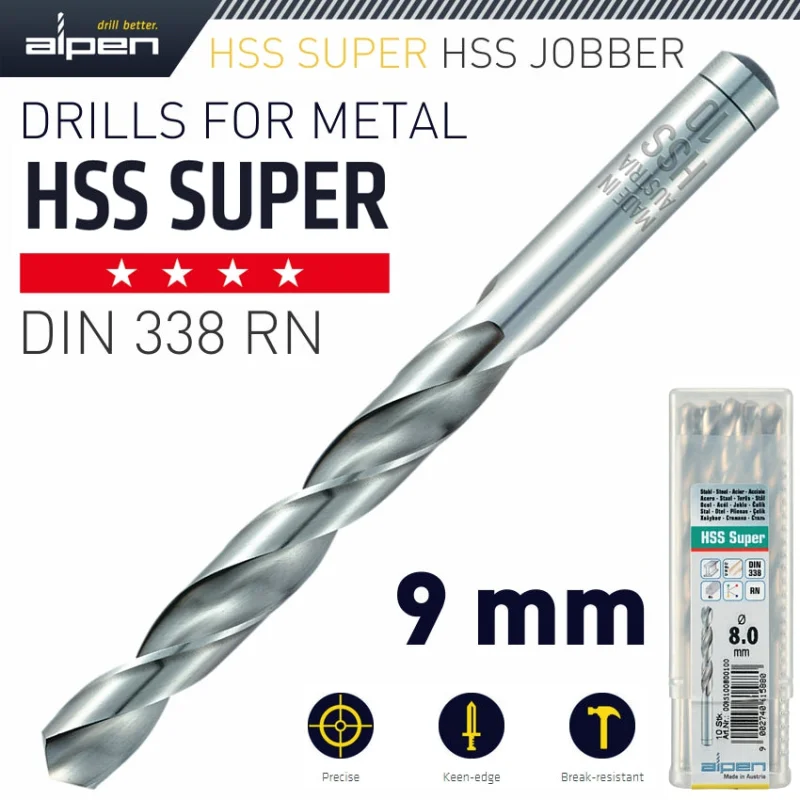 HSS SUPER DRILL BIT 9MM BULK