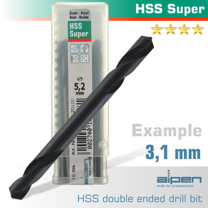 HSS SUPER DRILL BIT DOUBLE ENDED 3.1MM BULK