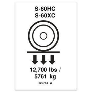 Genie Lift Part # 229744GT - DECAL,LABEL,WHEEL LOAD S60XC, EA