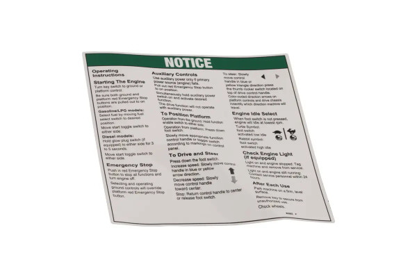 JLG Part # GN82283 | GN-NOTICE OPER INST IC, EA