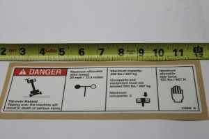Genie Lift Part # 218549GT - DECAL,DANGER,CAP,ANSI WORD, EA