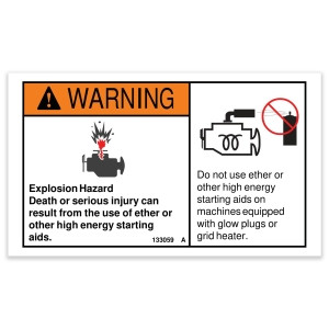Genie Lift Part # 133059GT - DECAL,WARNING-EXPLOSION/ENGINE, EA