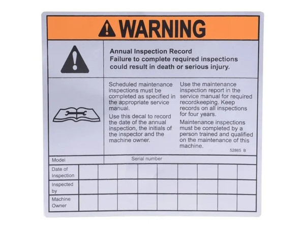 JLG Part # GN52865 | GN-ANNUAL INSP, EA