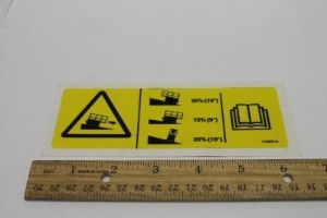 Genie Lift Part # 216031GT - DECAL,SYMBOL-RUNAWAY HAZ, EA