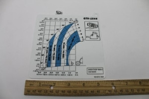 Genie Lift Part # 09.4618.1659GT - LOAD CHART, WEIGHT, FORKS, GTH 1544, EA