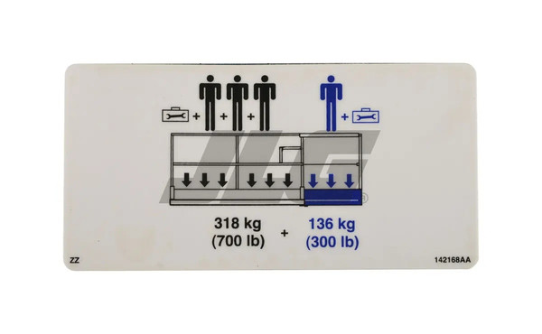 JLG Part # SJ142168 | SJ-PLTFM CAPACITY DECAL, EA