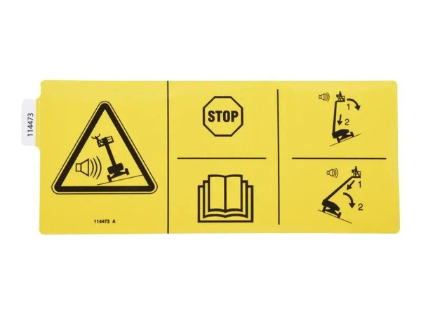 JLG Part # GN114473 | GN-DECAL,DNGR,TIPOVER,TILT SW, EA