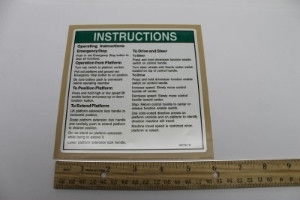 Genie Lift Part # 237131GT - DECAL,PLAT OPS INSTRUCT,GS69DC, EA