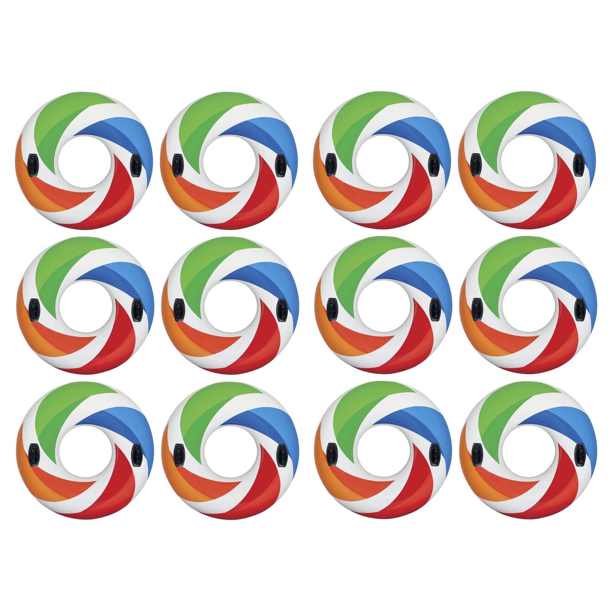 Intex Inflatable 47" Color Whirl Tube Swimming Pool Raft with Handles (12 Pack)