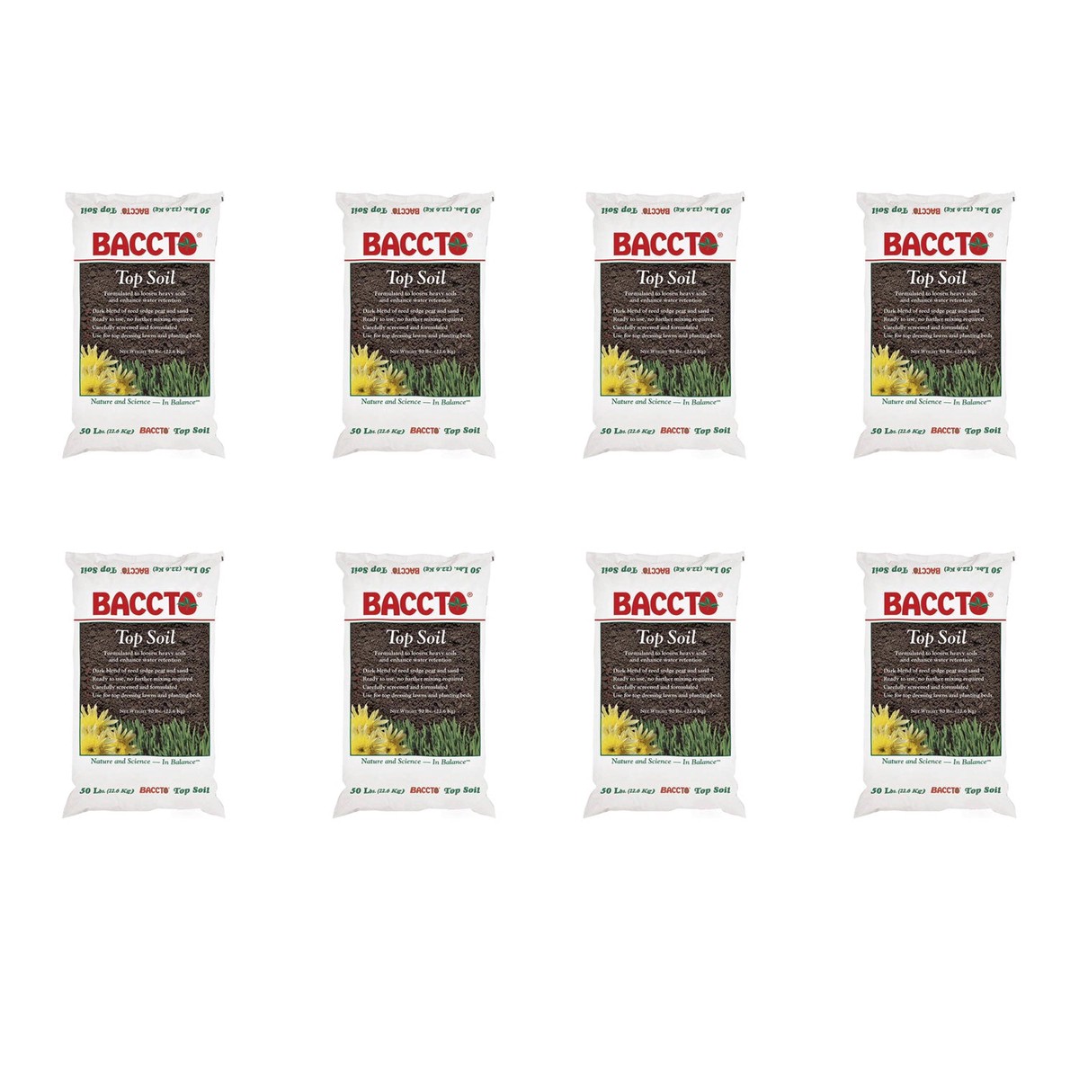Michigan Peat 1550P Baccto Top Soil with Reed Sedge and Sand, 50 Pounds, 8 Pack