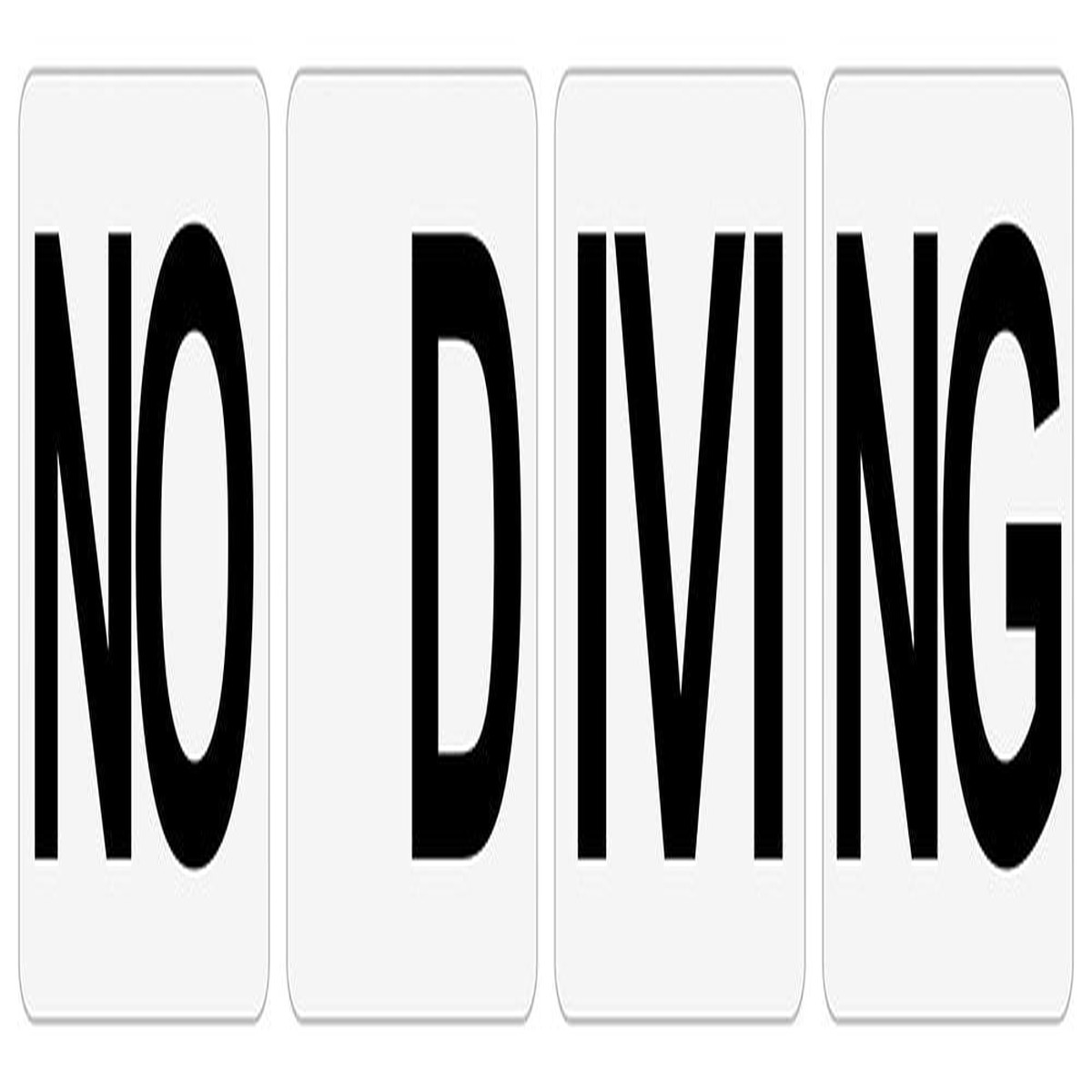 NO DIVING 4 Tile Message - Plastic Overlay Depth Marker - 6 x 6 Inch