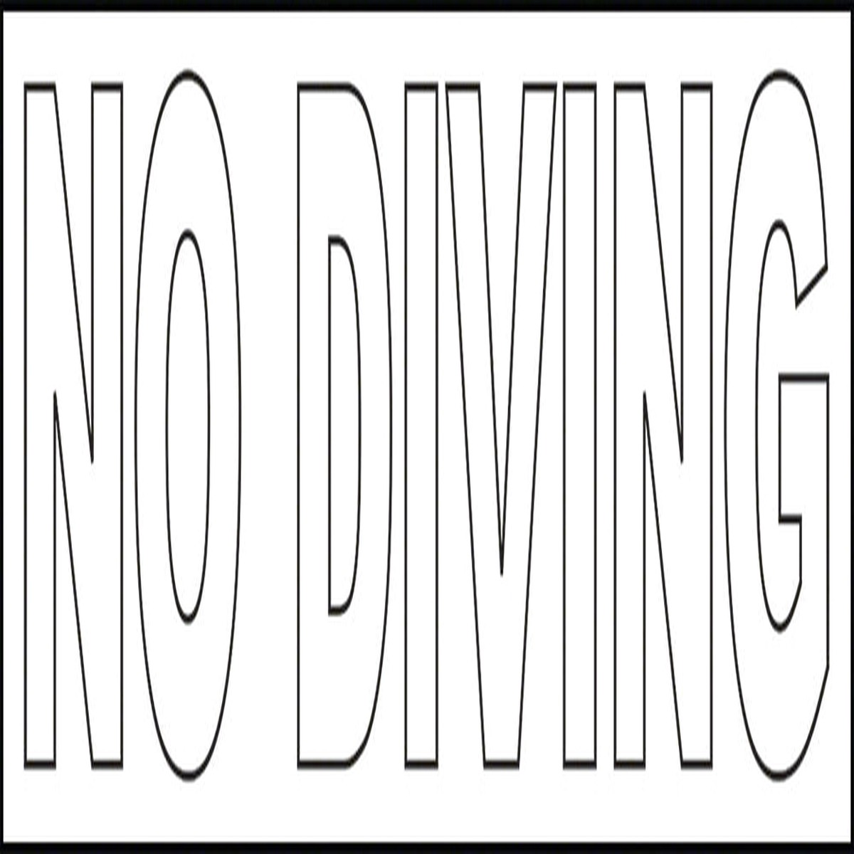 NO DIVING Vinyl Depth Marker Stencil 18 Inch x 6 Inch with 4 Inch Lettering