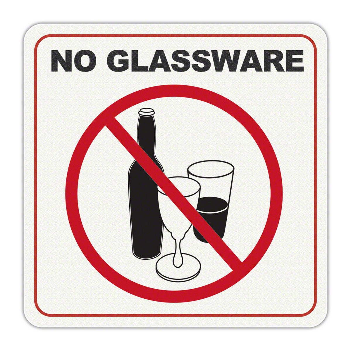 NO GLASSWARE with Symbol - Adhesive Depth Marker - 6 Inch x 6 Inch