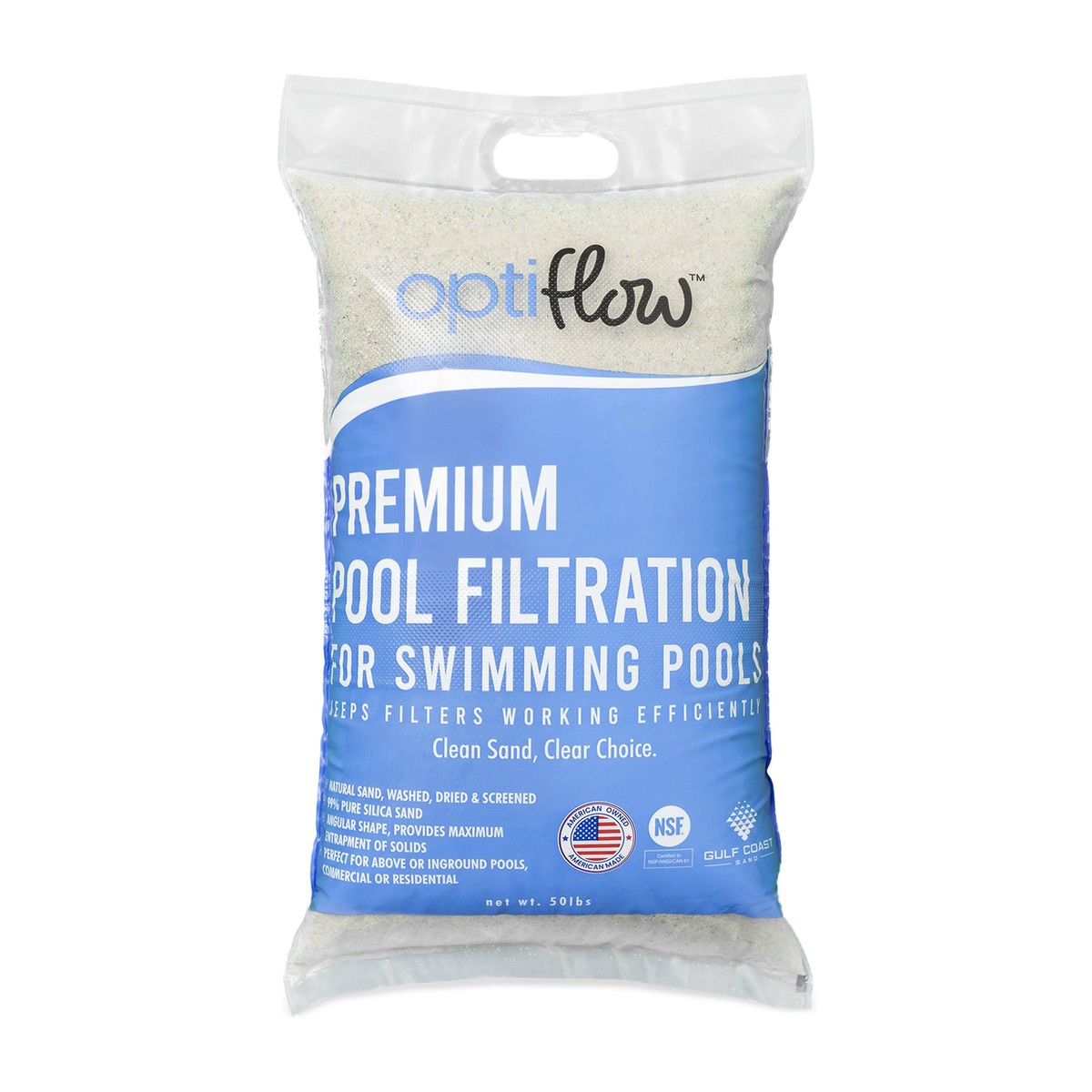 OptiFlow 50 Lb Premium Pool Filtration Angular Sand with Pure Silica Formula