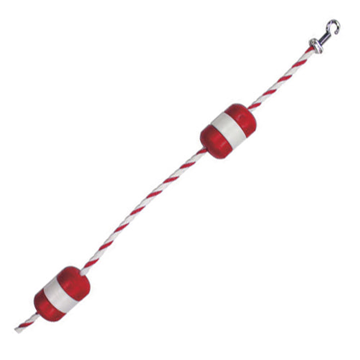 Pool Safety Rope and Float Kit - 60 Feet - 3/4 Inch Red and White Rope with 5 x 9 Inch Locking Floats