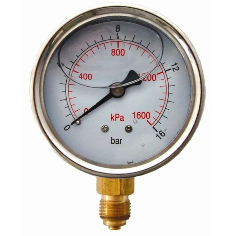 PRESS. GAUGE 63MM GLYCERINE 1/4′ BOT. FIT METAL CASE 0-16BAR 0-1600KPA