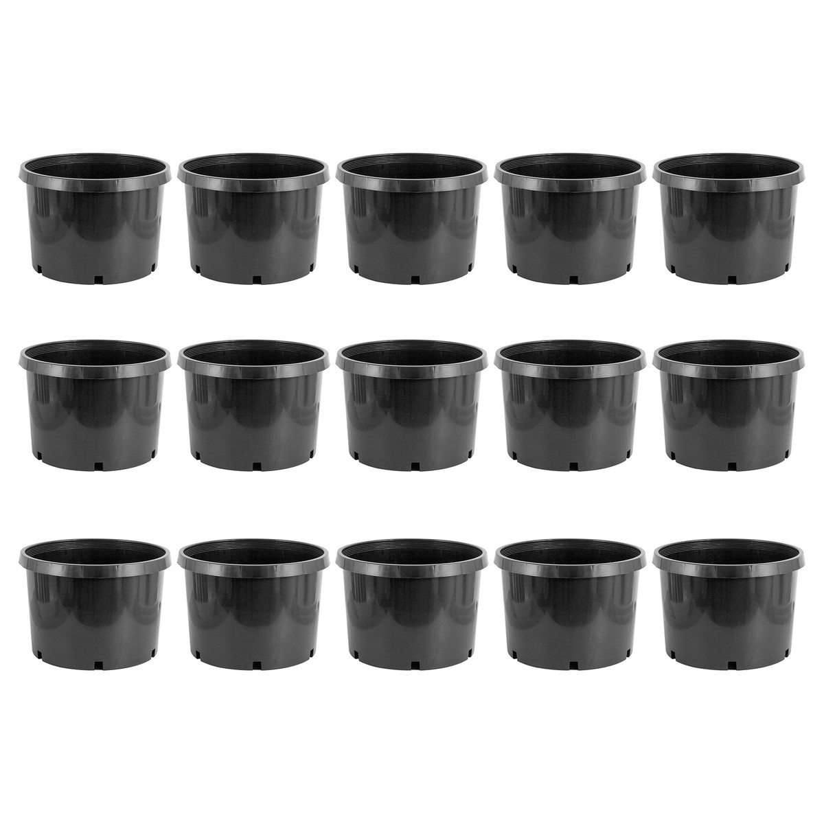 Pro Cal 10 Gallon Premium Nursery Planter Garden Grow Pots, Black (Set of 15)