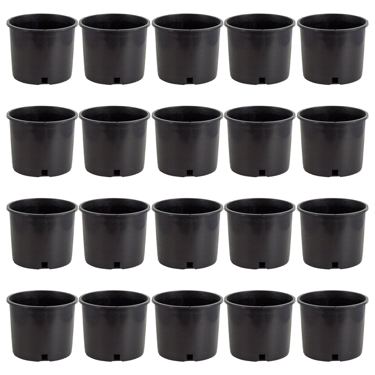 Pro Cal 5 Gal Premium Nursery Black Plastic Planter Garden Grow Pots (Set of 20)