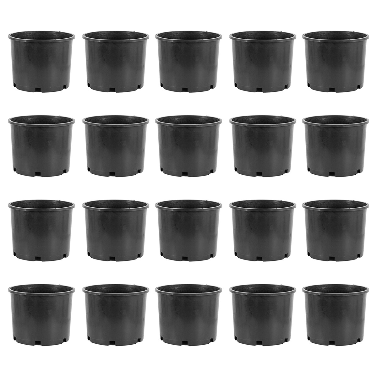 Pro Cal 7 Gallon Round Wide Rim Durable Plastic Plant Nursery Pot, (20 Pack)