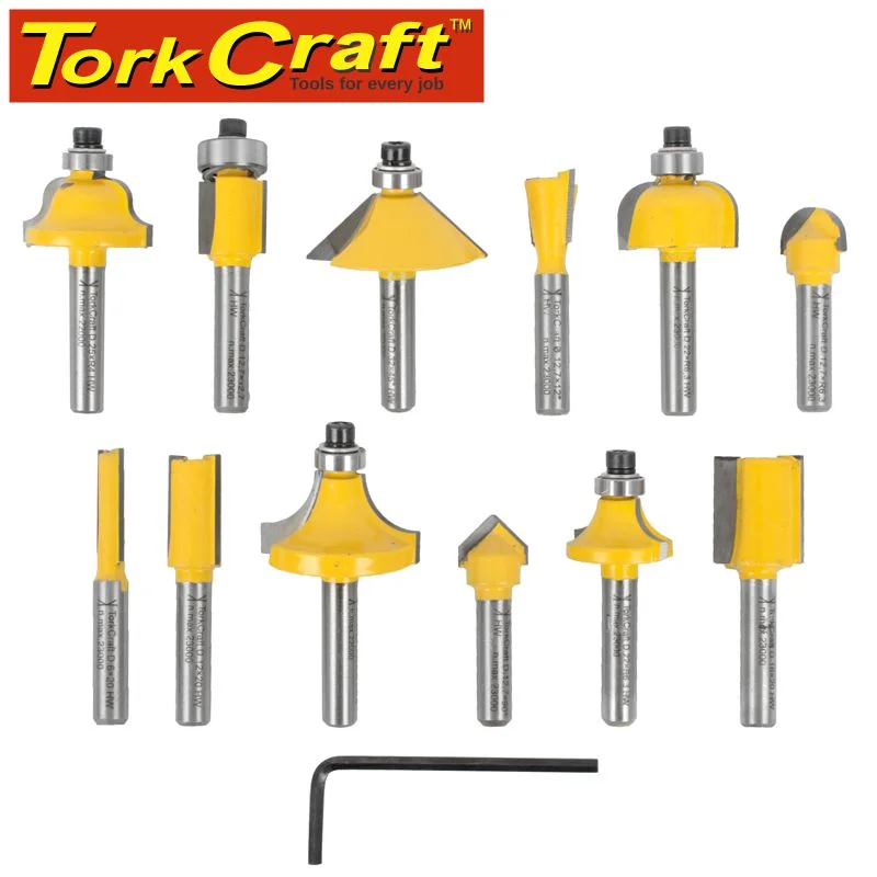 ROUTER BIT SET 12PC 1/4′ STRAIGHT & PROFILE