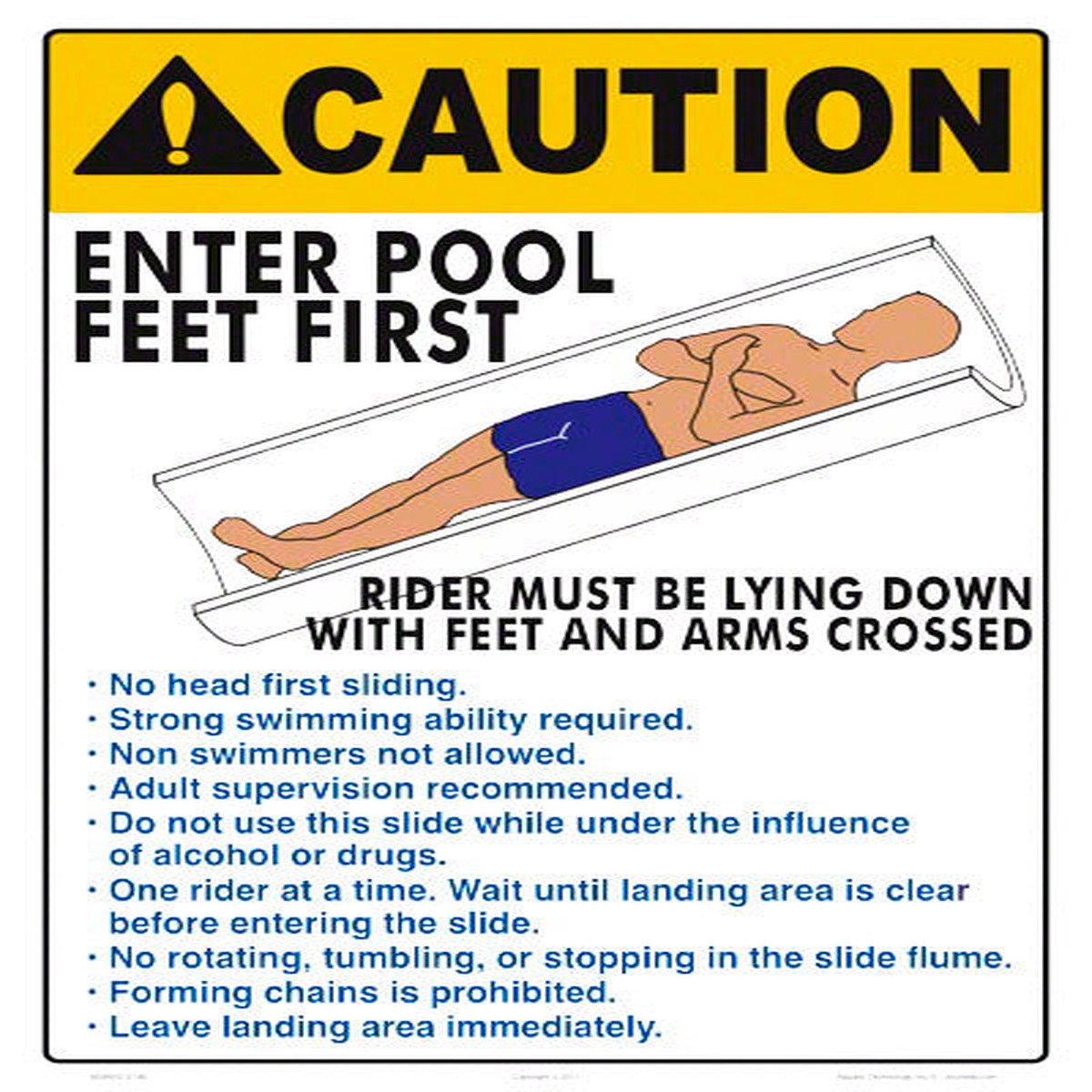 Slide Rules Caution Sign With Graphic - 12 x 18 Inches on Heavy-Duty Aluminum