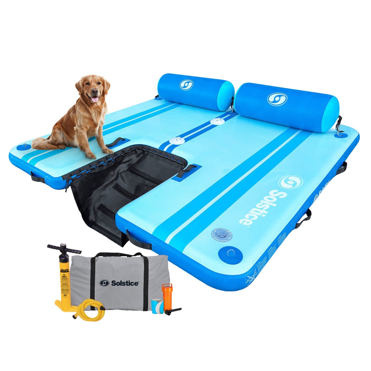 Solstice Original Floating Inflatable Dock RISE Water Mat 7 x 7 Foot Platform