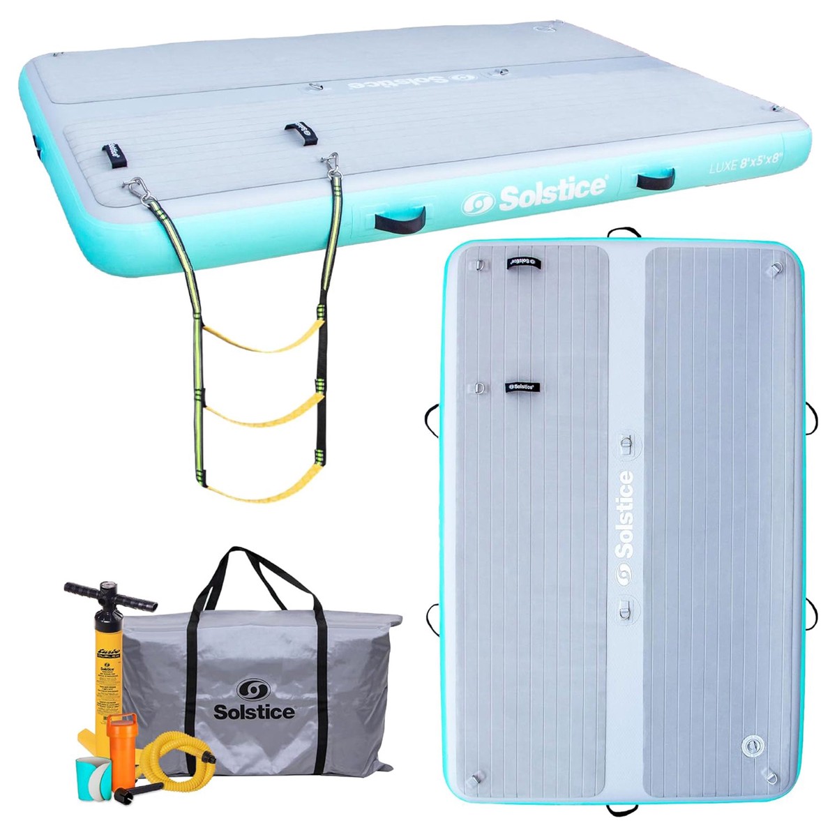 Solstice Original Inflatable LUXE Dock Platform 8' x 5' Floating Raft Water Mat