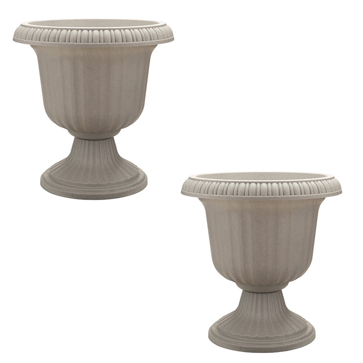 Southern Patio (2 Pack) 14" Outdoor Lightweight Resin Utopian Urn Planter, Stone