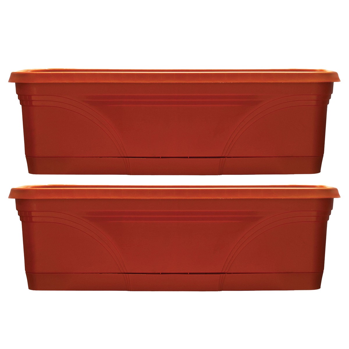 Southern Patio 36 Inch Medallion Hanging Garden Box Planter, Terracotta (2 Pack)
