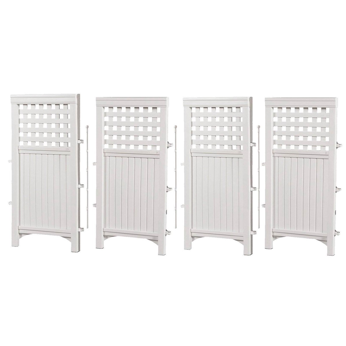 Suncast 4 Panel Screen Enclosure Freestanding Steel Resin Reversible Panel Outdoor Screen TRE, White