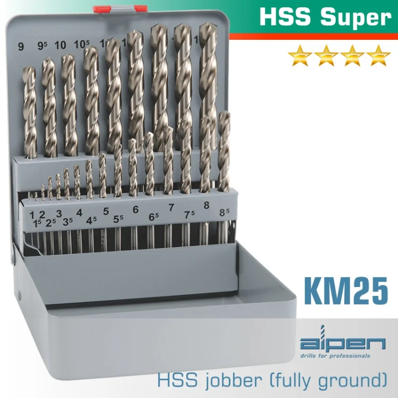SUPER DRILL BIT SET 25 PIECE 1-13MM X 0.5IN METAL CASE