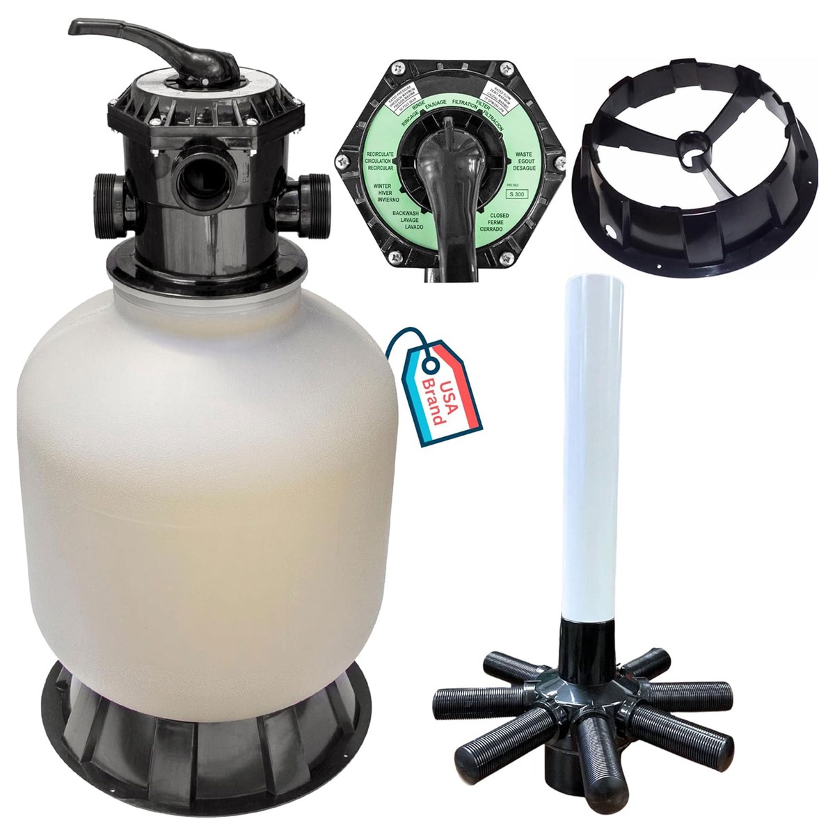 Swimline Hydrotools 24 Inch Sand Filter Combo Set for Pools, 300lb Sand Capacity