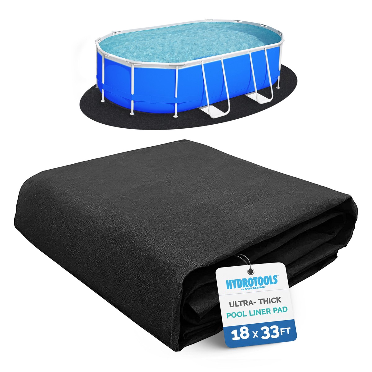 Swimline Hydrotools Above Ground Oval Liner Pad, Pool Protector Mat, 18 x 33 Ft