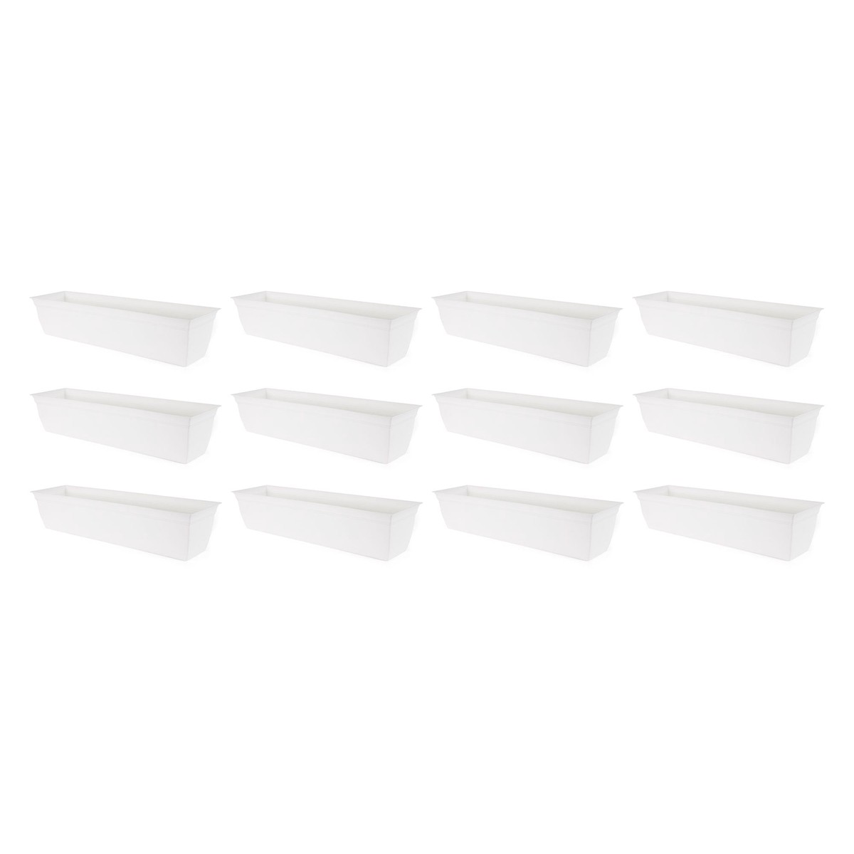 The HC Companies 30 Inch Window Flower Box w/Removable Saucer, White (12 Pack)