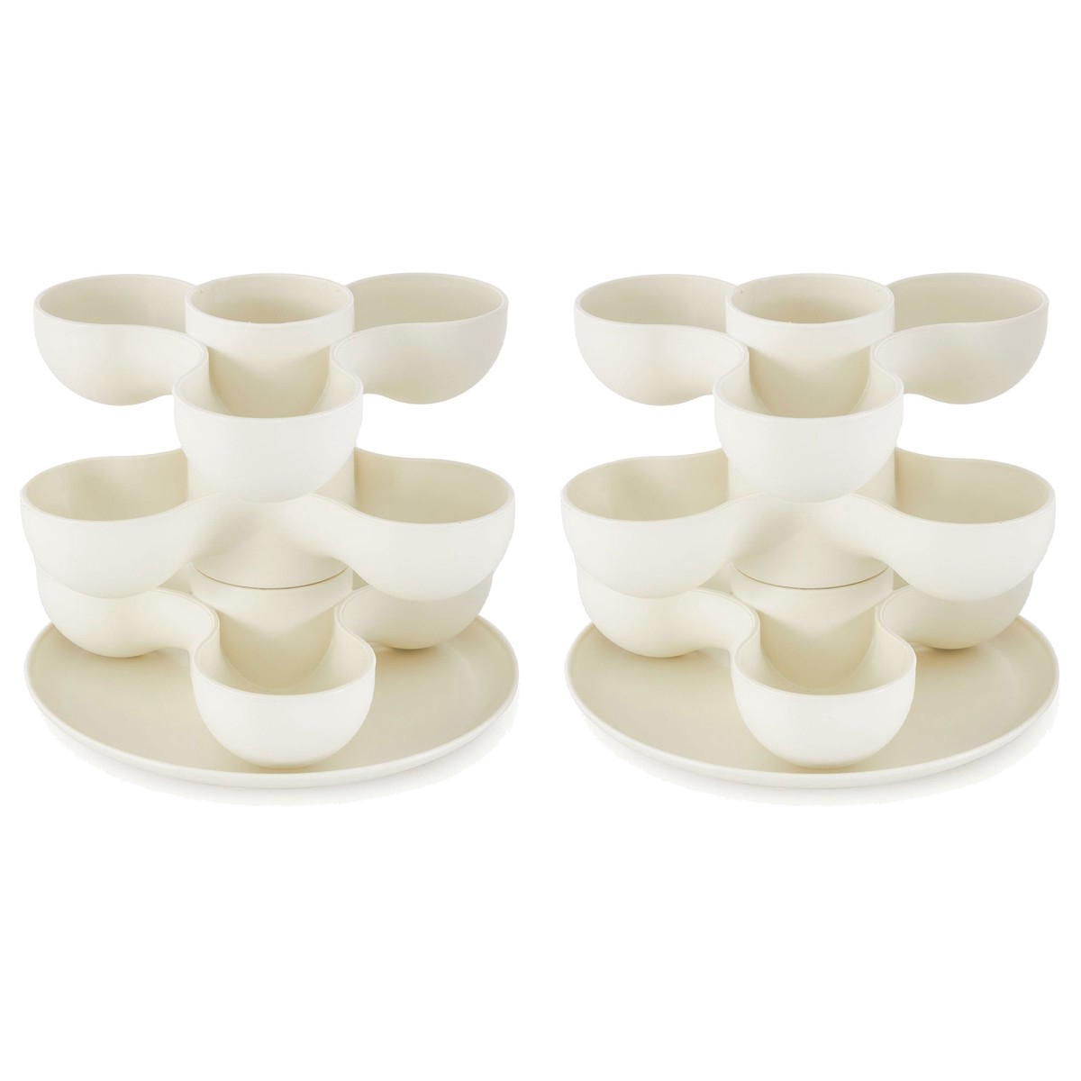 The HC Companies 8 Inch Pixie Indoor Stacking Plant Pot, Vanilla Bisque (2 Pack)