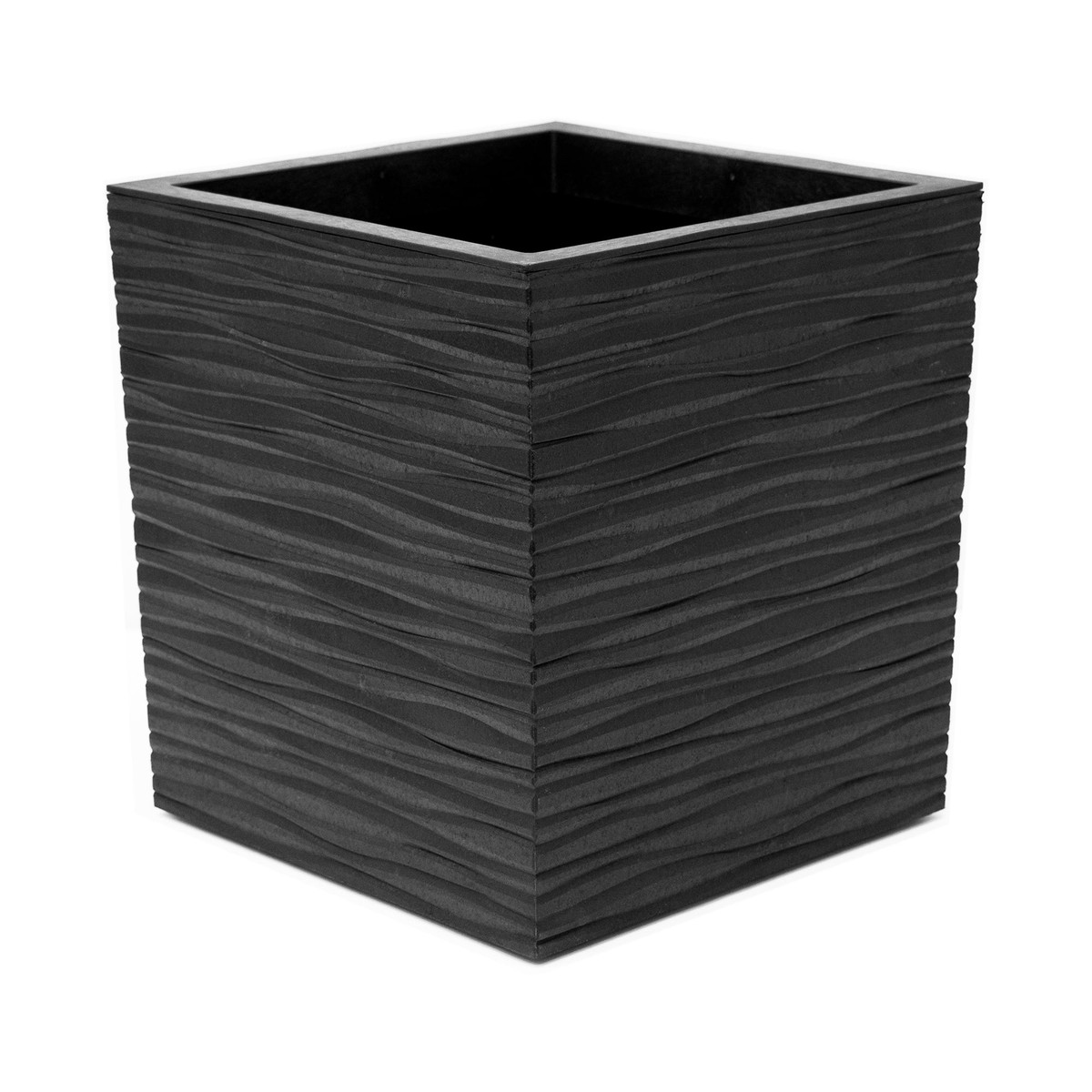 Tierra Verde 14" Citadel Serenity Outdoor Planter, Self Watering Design, Black