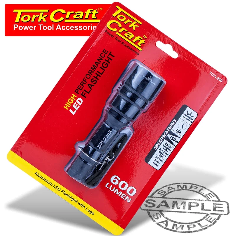TORCH LED ALUM. 600LM BLK USE 1X18650 OR 2X CR123A TORK CRAFT