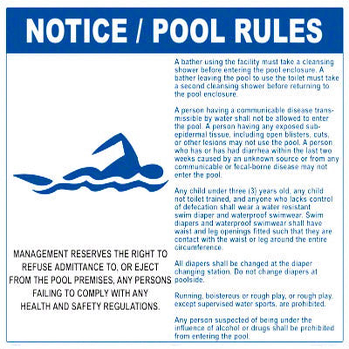 Utah Pool Rules With Graphic Sign - 30 x 24 Inches on Heavy-Duty Aluminum