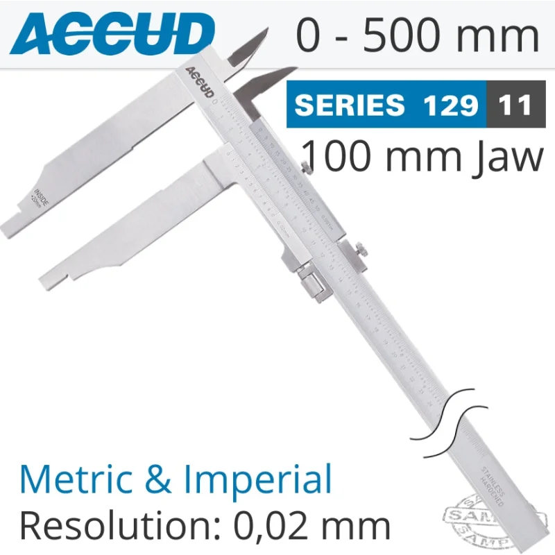 VERNIER CALIPER JAW LENGTH 100MM 0-500MM/0-20′