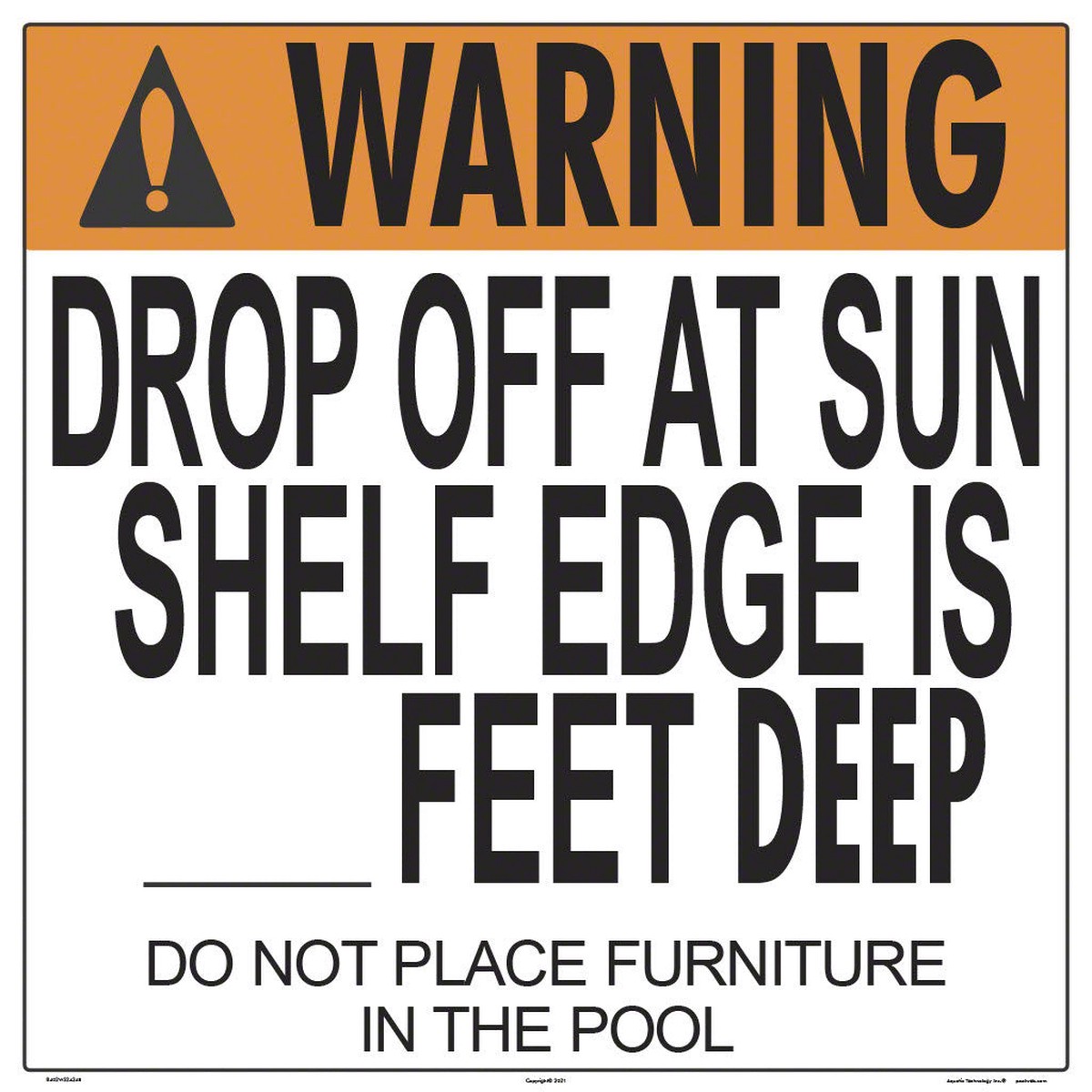 Warning Drop Off at Sun Shelf Edge Sign - 24 x 24 Inches on Styrene Plastic